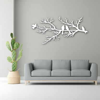 Birds on branch steel art silhouette made from metal