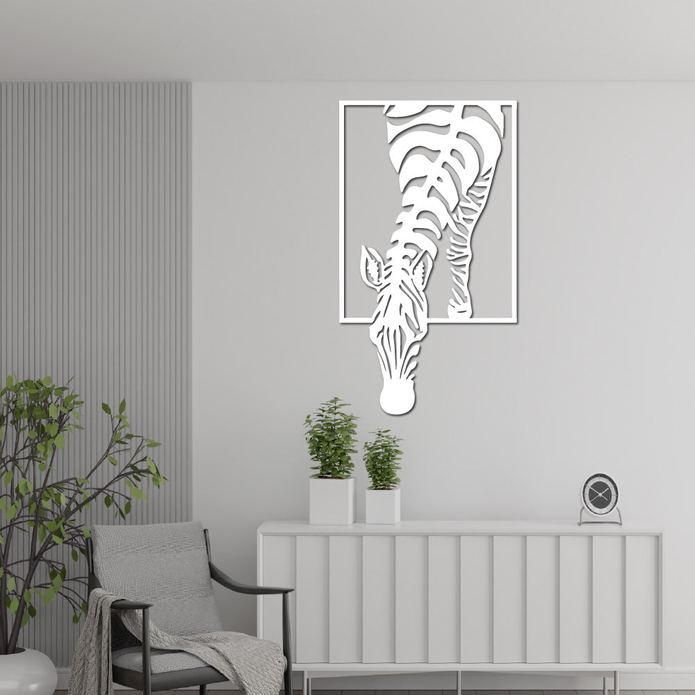 Steel wall art silhouette featuring a zebra's bold profile, perfect for modern and wildlife-inspired home decor