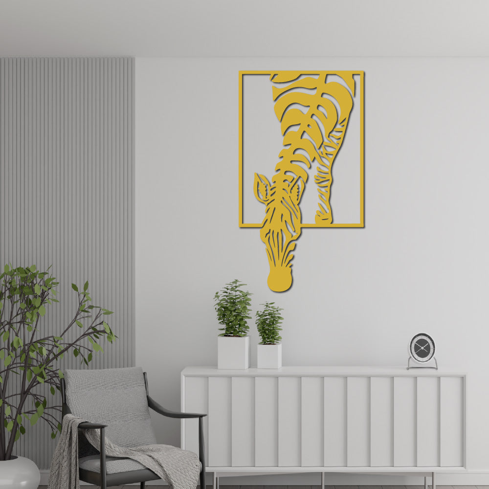 Steel wall art silhouette featuring a zebra's bold profile, perfect for modern and wildlife-inspired home decor