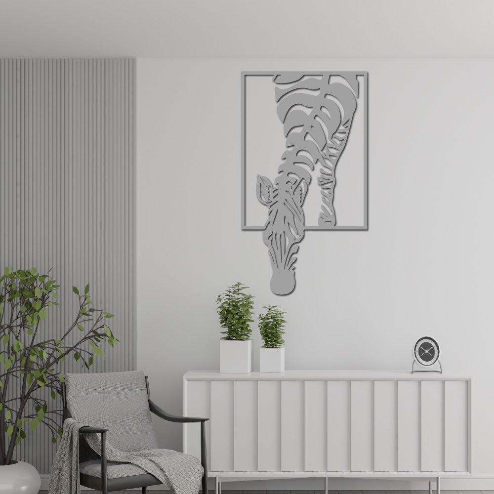 Steel wall art silhouette featuring a zebra's bold profile, perfect for modern and wildlife-inspired home decor