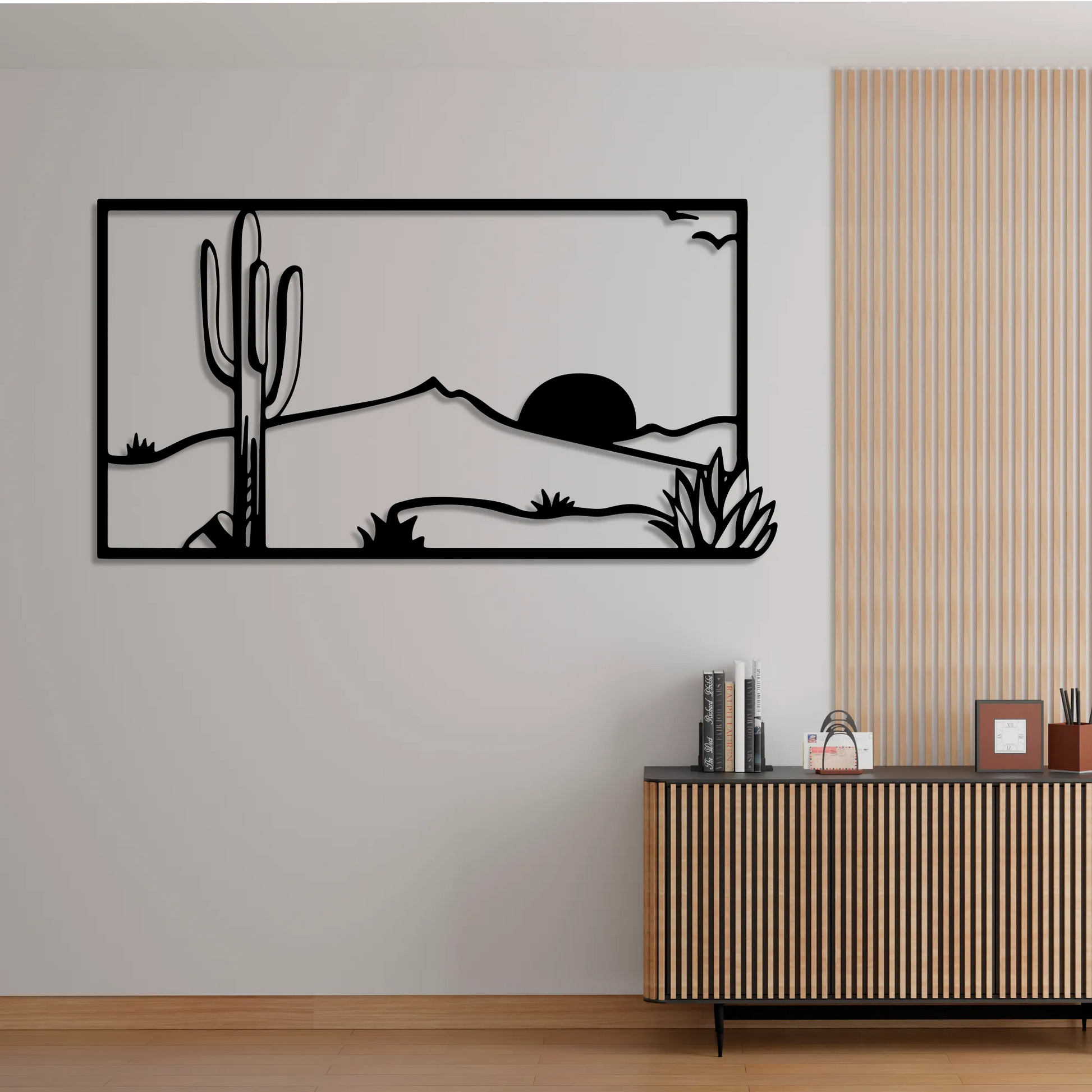 steel wall art silhouette featuring the desert