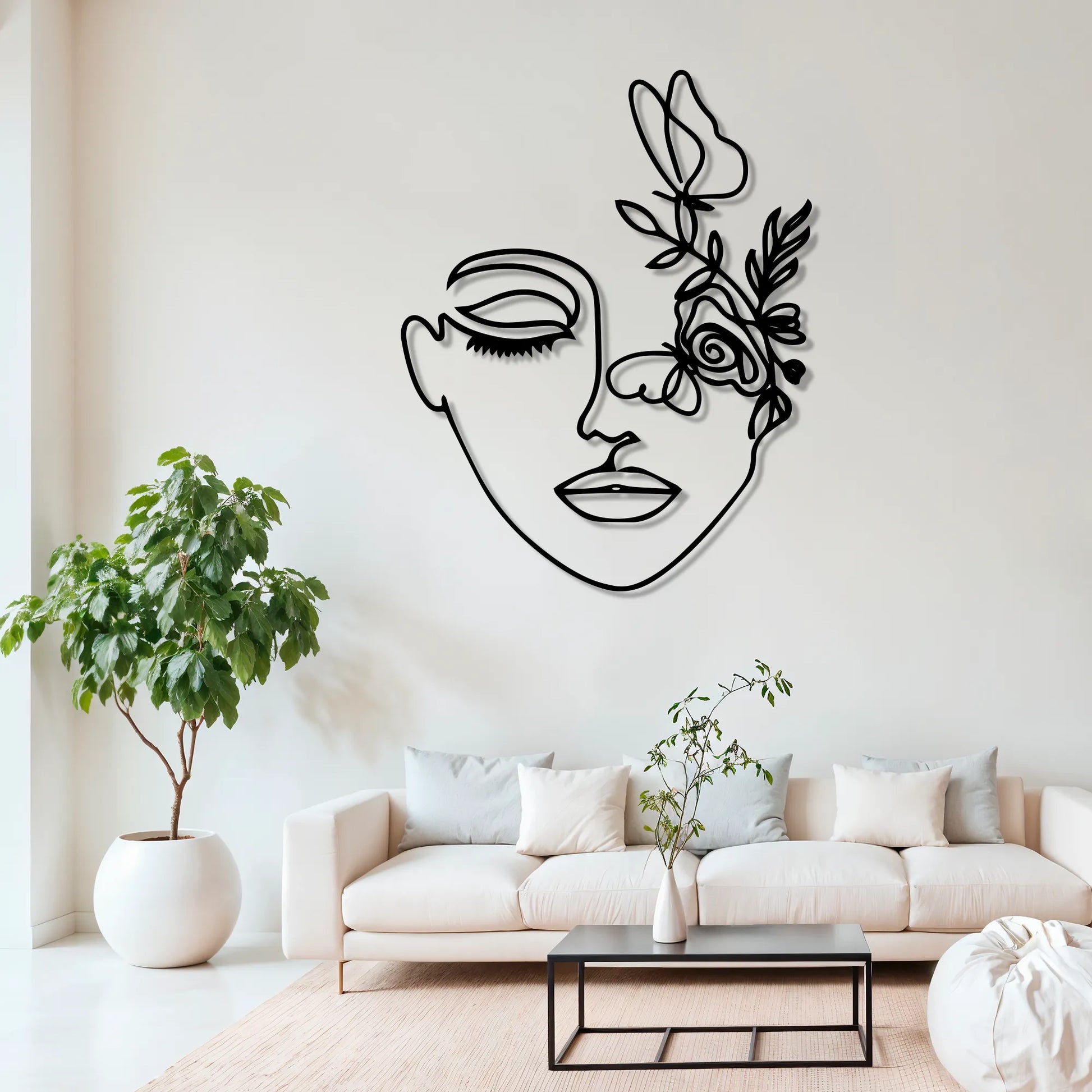 steel wall art decor featuring women and butterflies