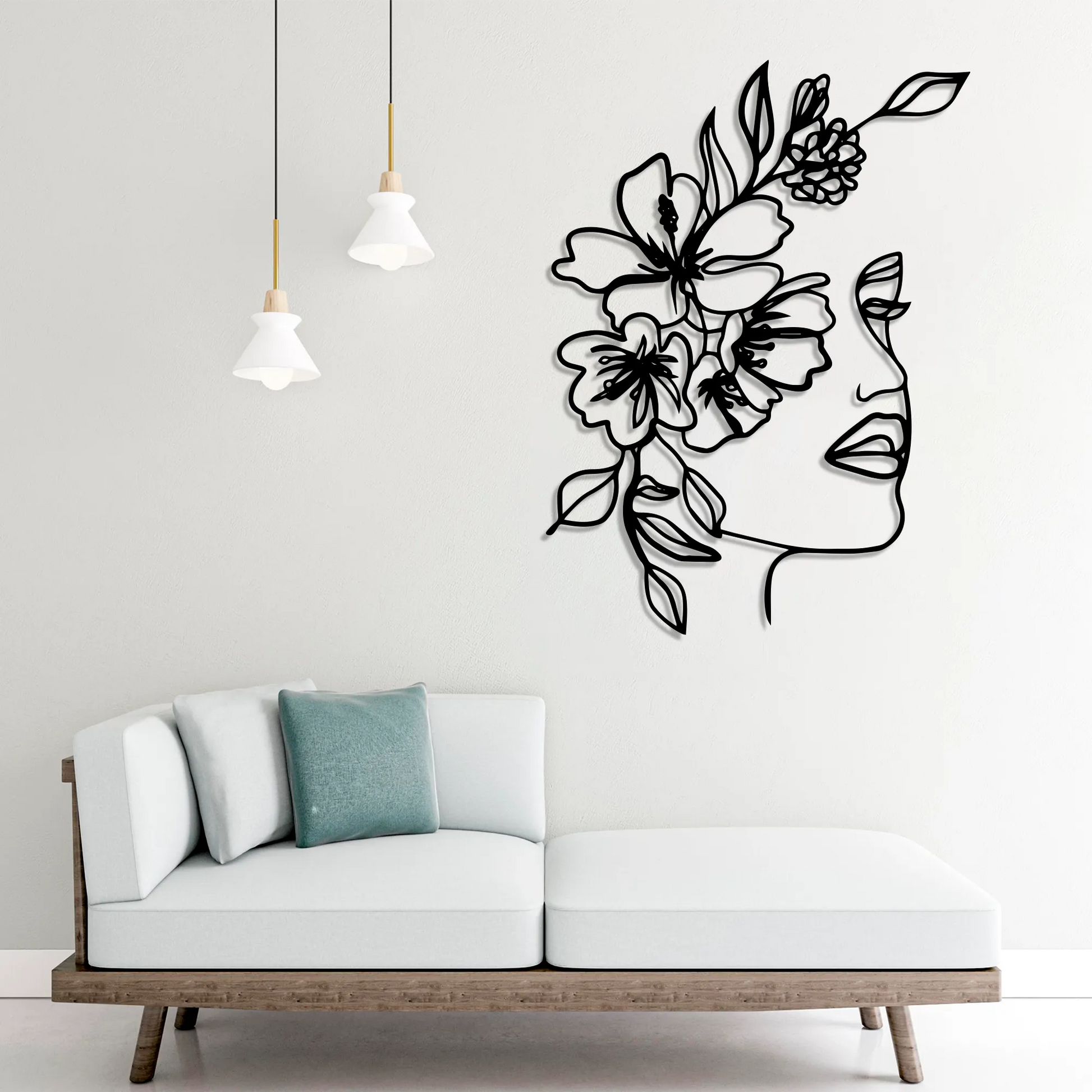 woman flowers steel decor